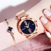 

Luxury Rose Gold Women Watches Minimalism Starry Sky Magnet Buckle Fashion Casual Female Waterproof Wristwatch