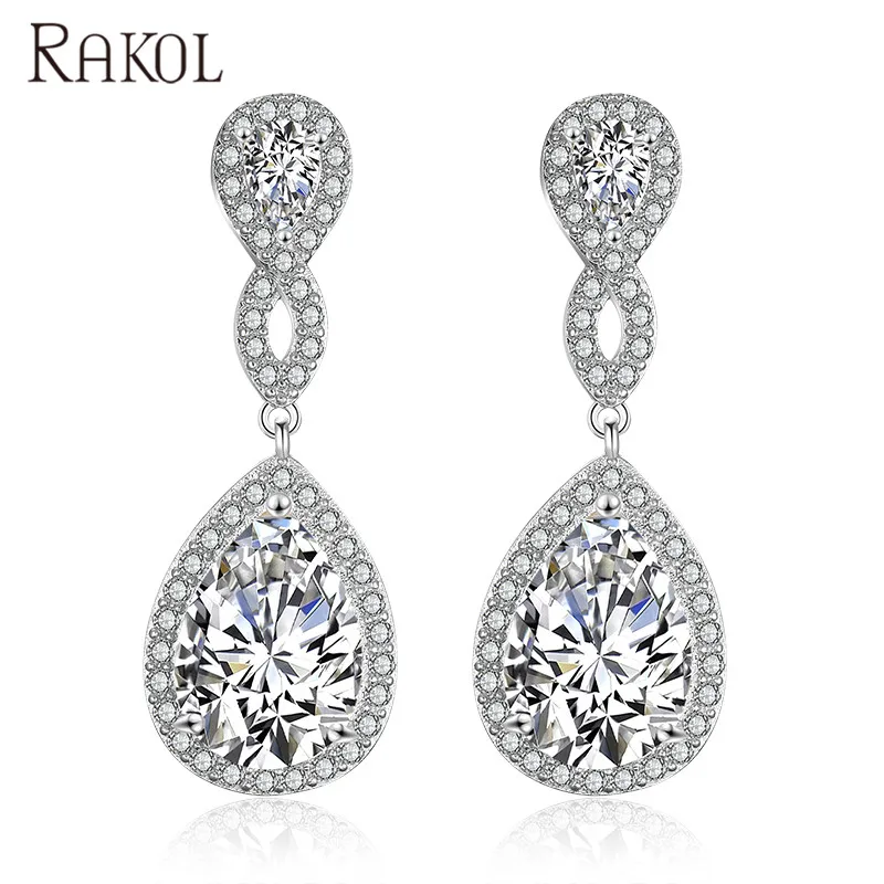 

RAKOL E2294 Gorgeous Bridal Jewelry Bridesmaid Gift Cubic Zirconia Teardrop Dangle Earrings, N/a