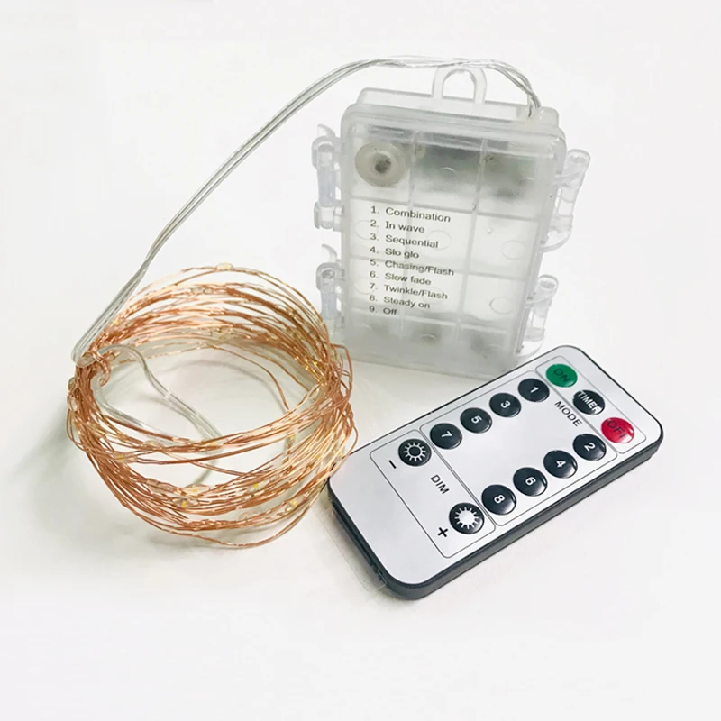 Led Copper Wire String Battery Operated Remote Control Copper Wire Led Submersible Micro Fairy Seed Light