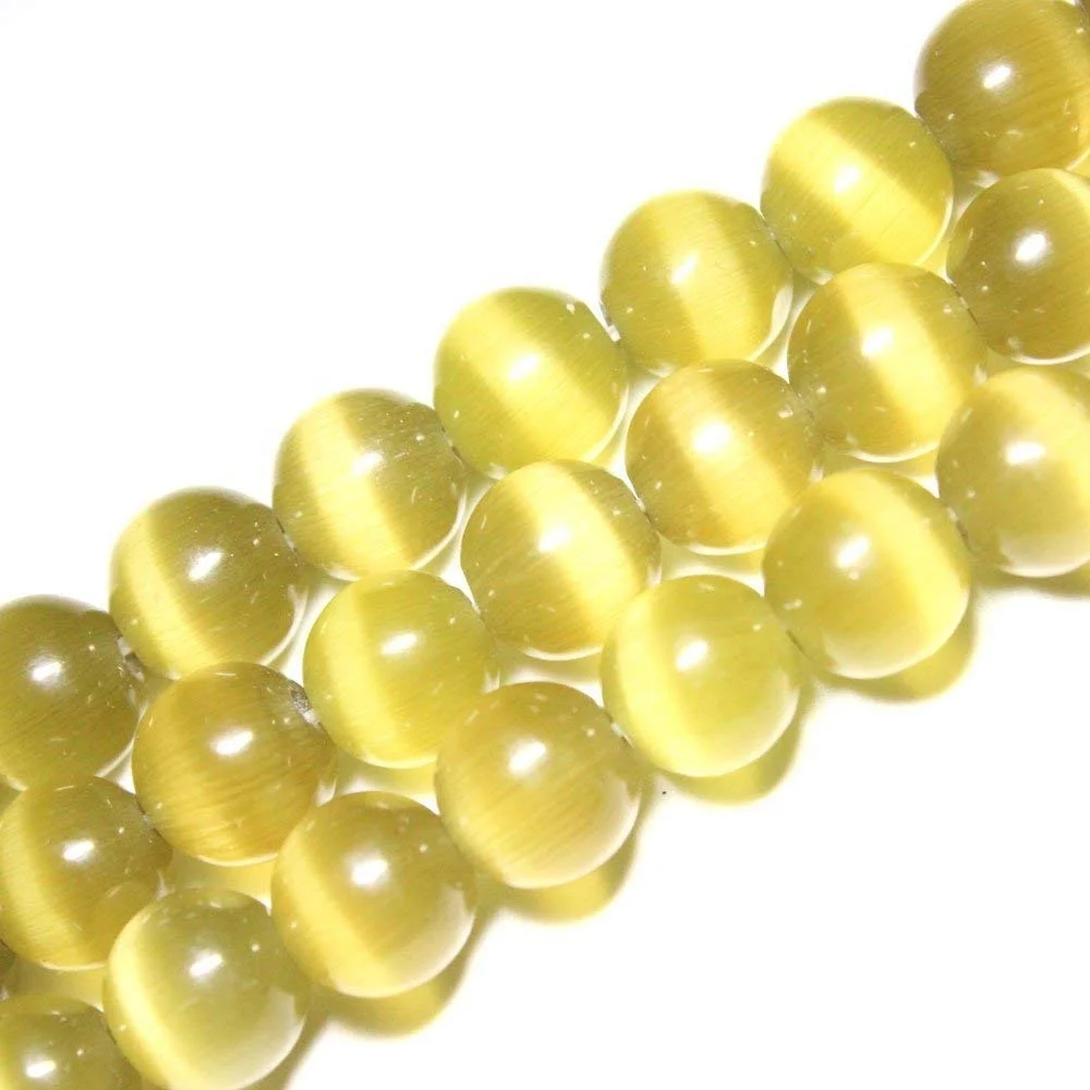 

Hot Selling Shiny Beads for Jewelry Making Yellow Cat Eye Crystal Round Loose Beads 6mm 8mm 10mm 12mm