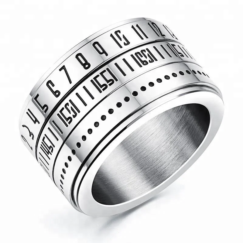 

Magic Jewelry Can Rotate The Arabic Numeral Ring Steel Magic Ring