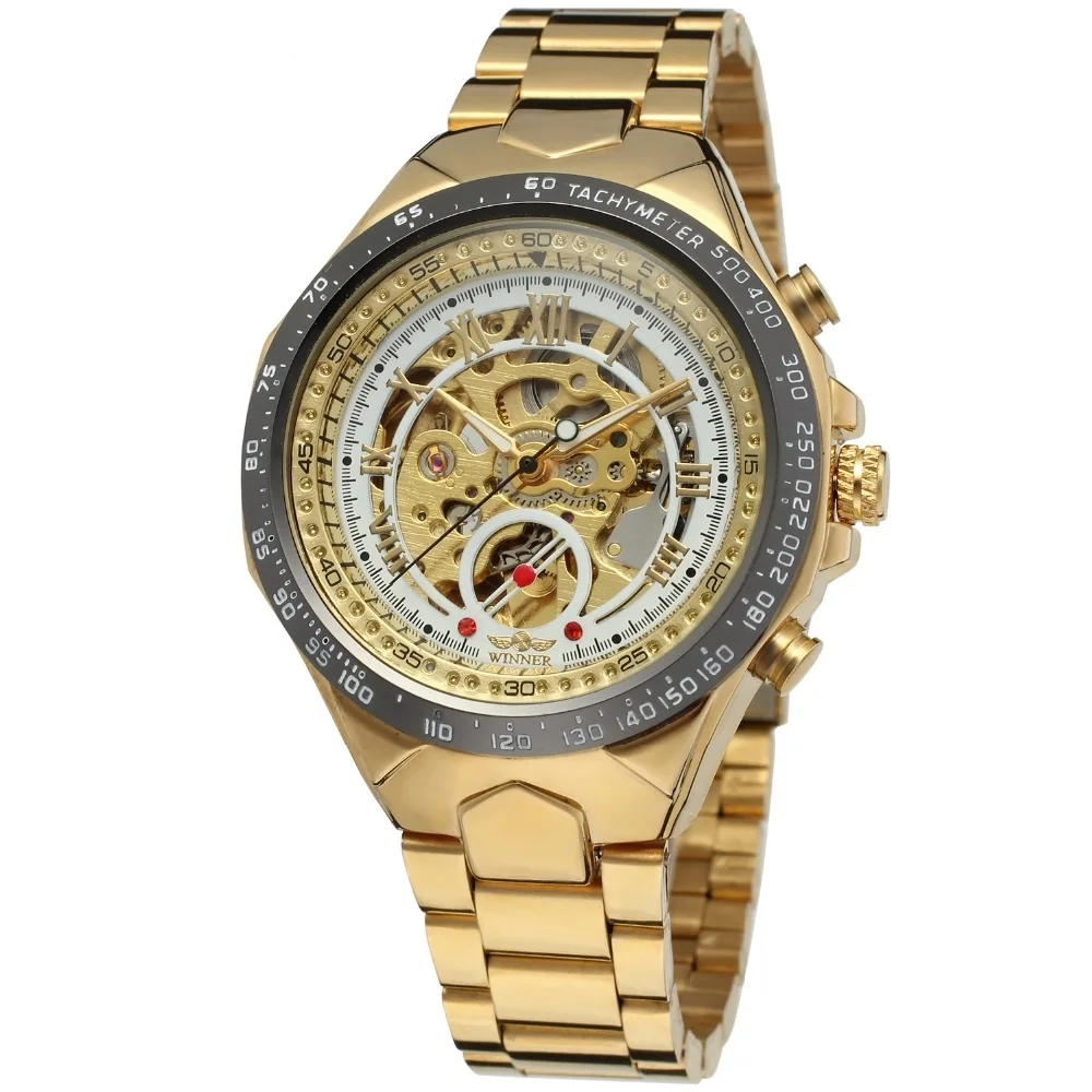 

Winner Watch High Quality Automatic Fashion Watches Men Wrist Digital Steel Luxury Band Gold Wristwatches Relogio Masculino, 6-color