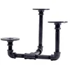 Rustic and Chic Industrial 3 Branch Pillar Metal Candle Holder Complete Set