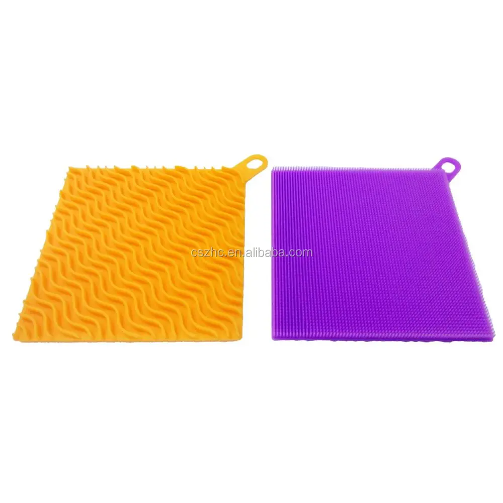 Food grade Square Antibacterial Silicone Dishwashing Brush Sponge Scrubber For Wash Pot Pan Dish Bowl Fruit and Vegetable