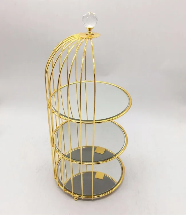 Wholesale 3 Tiers Serving Tray Metal Bird Cage Gold/ Sliver Metal