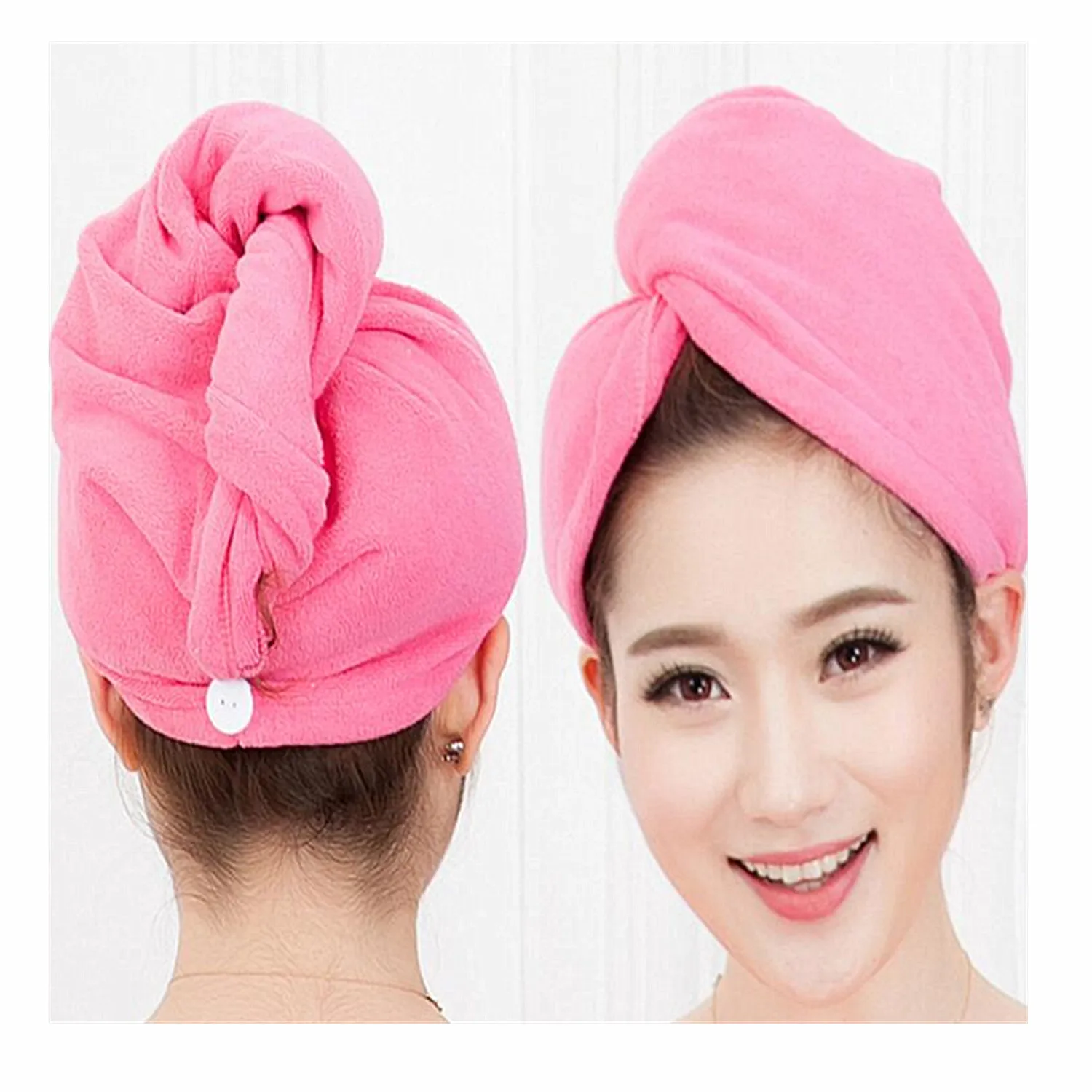 Absorbent Microfiber Hair Towel Quick Dry Hair Turban Wraps Twist Hair ...