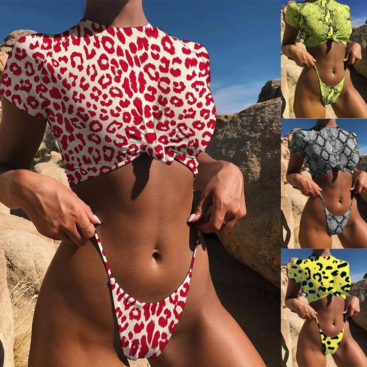 

2018 New Amazon Split Swimsuit Female Pure Color Swimsuit Cork Buckle Tie Bikini Breast Stroke, N/a