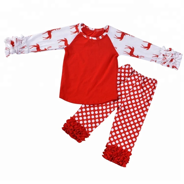 

kids outfits wholesale autumn winter baby clothing cotton ruffle little girl Christmas outfits