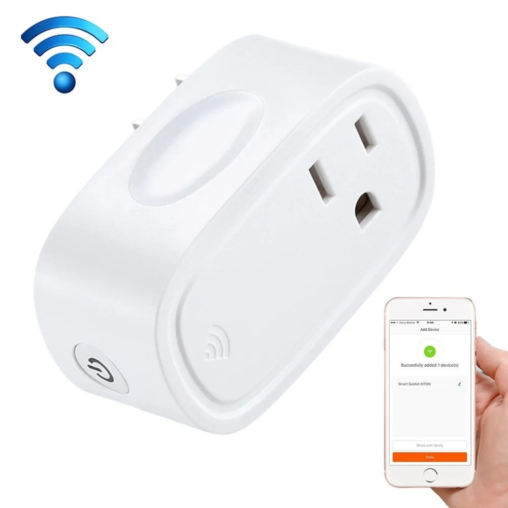 

JH-G09U 15A 2.4GHz WiFi Control Hubless Smart Home Power Socket Works with Alexa & Google Home, AC 100-240V, US Plug