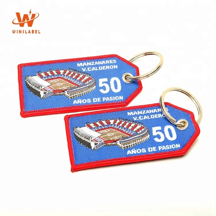Factory Price Custom Brand Machine Embroidery Woven Fabric Key Tag Keychain For Promotion Buy