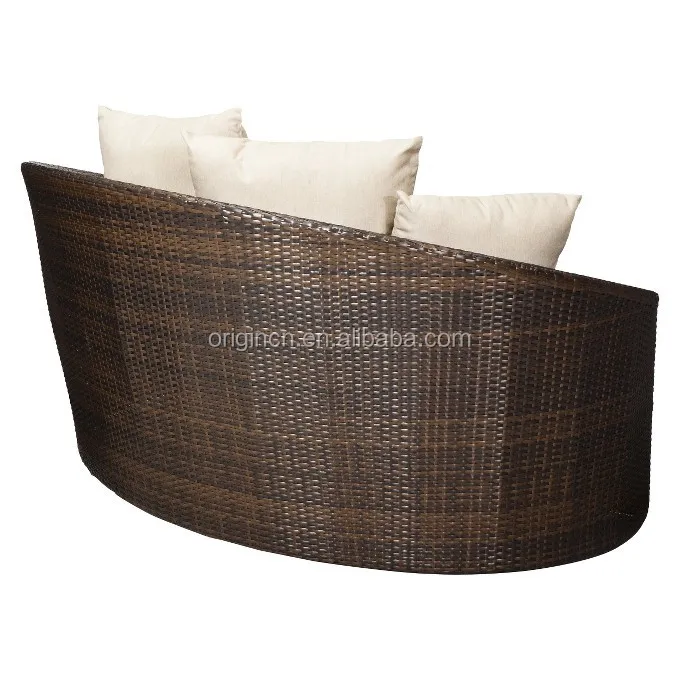 Patio Loveseat And Ottoman Sectional Round Sun Bed With Cooler