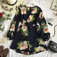 

Wholesale 2019 Summer Fashion Women Print Floral Short Jumpsuit