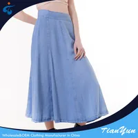 

Good sealed nice optional size and color woven ladies casual denim long skirt