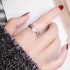 925 Sterling Silver double-layer flashing rhinestone clover ring
