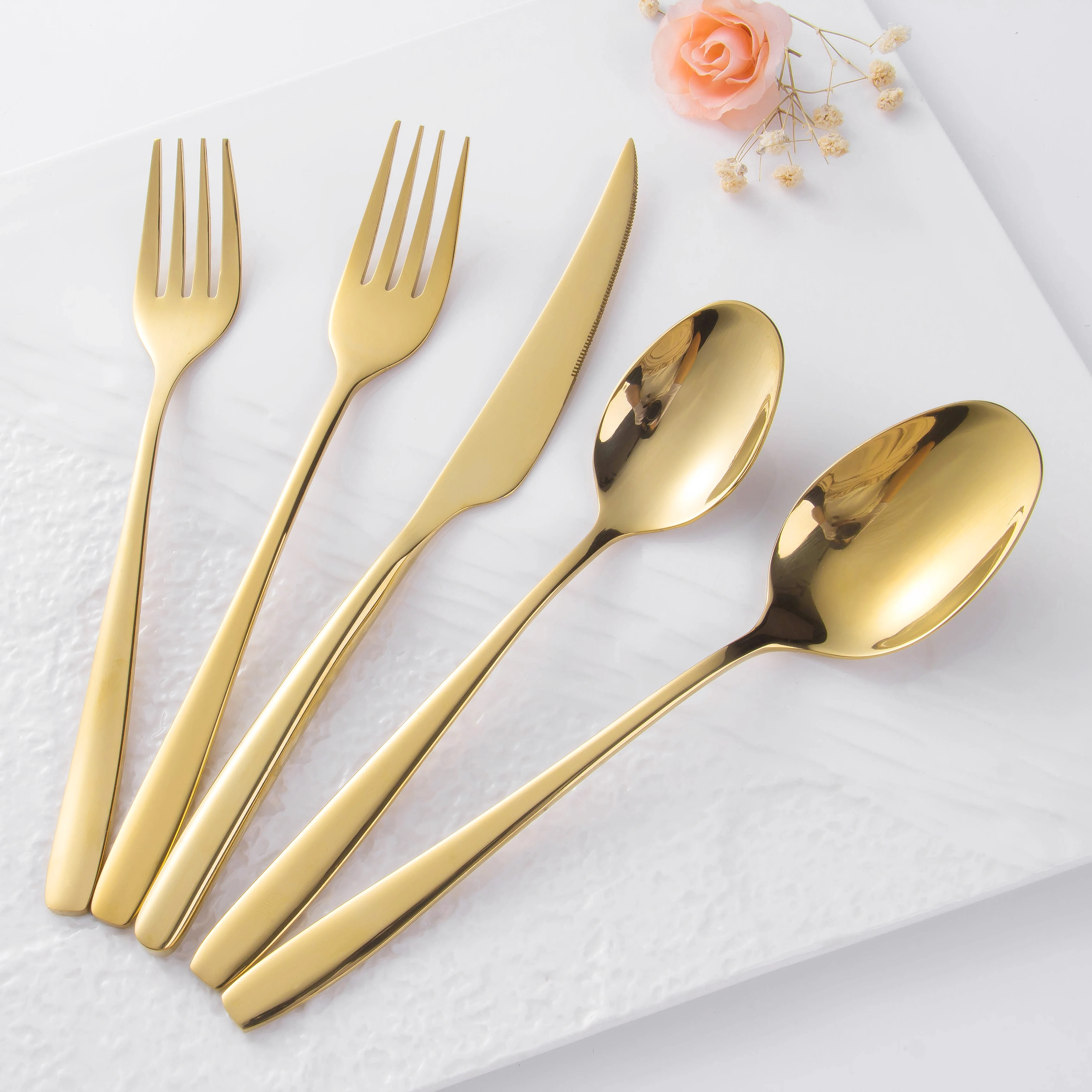 

Good Feedback cutlery stainless steel gold flatware, Golden