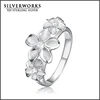 Pure 925 Sterling Silver Aloha Hawaiian Hibiscus Plumeria Flower Ring With Clear Zircon