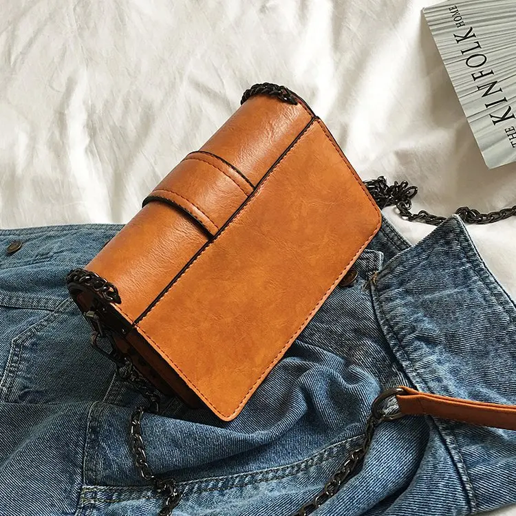 
Fashion chain bag female rivet handbag all match Shoulder Messenger Bag with one single wide strap 