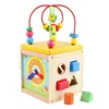 2019 Hot Sell Wooden Multifunctional Bead Maze Block Game Set Educational Cube