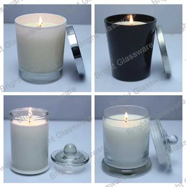 Custom Luxury Design Black Glass Candle Jar With Gold Metal Candle Lids