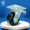 Phenolic high temperature caster wheel with swivel plate directional lock brake