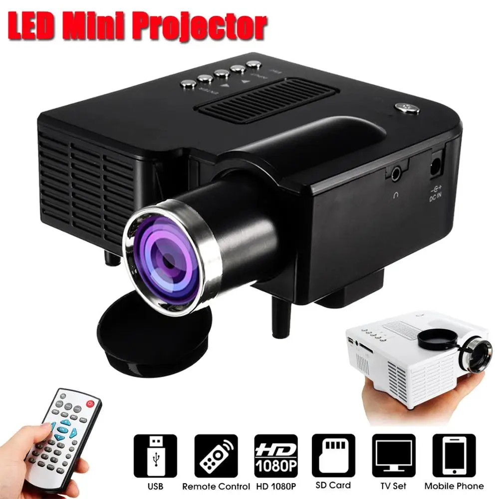 

Home Theatre LED System Clear Projector Portable Cinema Theater USB SD AV Input Mini Entertainment Projector Black White US AU