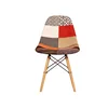 Wholesale modern colorful comfortable fabric dining chair with wood legs