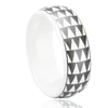 Latest Smart Domed White Ceramic Ring Black Plated With Triangular Pattern Array