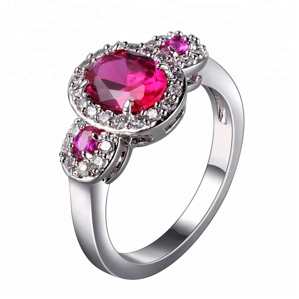 

large ruby rings 925 silver diamond ring natural stone ring, White+red