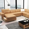 North europe style simple modern living room U shape leather sofa