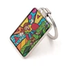 Factory supply CMYK printed metal rectangle keychain with epoxy