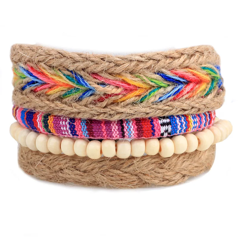 

Multicolor Hemp Rope Handmade Bracelet Custom Diy Woven Friendship Bracelets