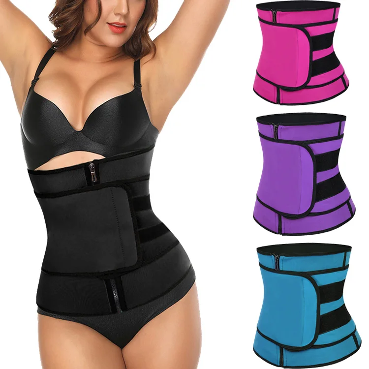 

Wholesale 4 Color Plus Size Abdomen Slimming Sport Sweat Women Zipper Corset Waist Train Belt