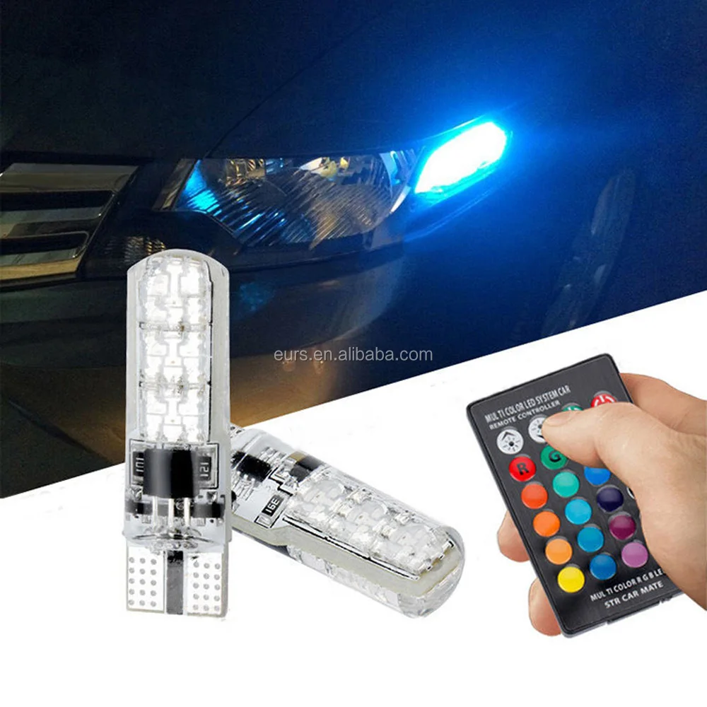 

T10 W5W 5050 6SMD 1.32W 12V car led colorful RGB small light license plate explosion flash silicone wide light led, Rgb color