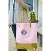 Wholesale Personalized Monogrammed Stripe Bottom Metallic Gold Block Tote Bag