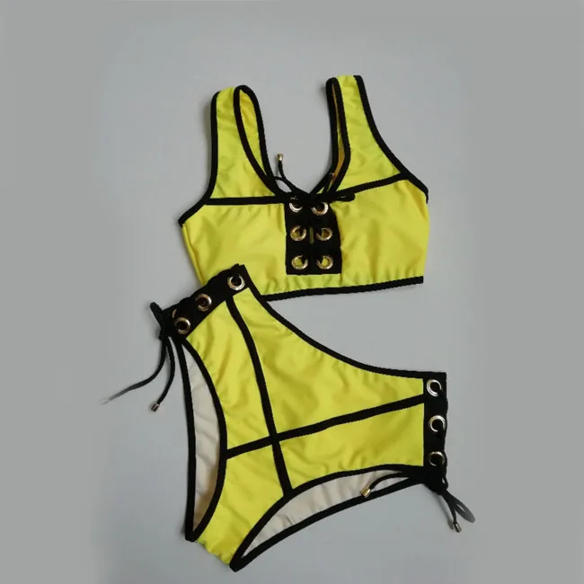 

2018 Wholesale Solid Color Two Piece Bandage Bikini Swimwear, Mixed colors