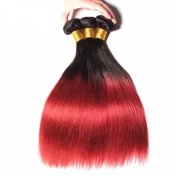 100 Human Ombre Hair Red Human Hair Weaving Brazilian Ombre Weave