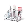 Whosale Transparent Plexi Glass Diamond Surface Rectangle 2 Layers Clear Acrylic Holder for Brushes and Makeup