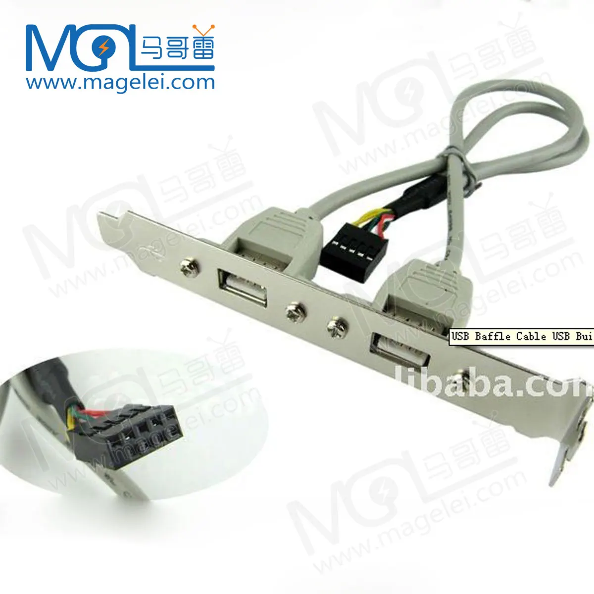 

USB 2 port baffle cable for Motherboard /Internal USB 2.0 4 Port Connector extension cable