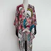 Ladies streetwear custom designs digital printed modal silk kimono printing