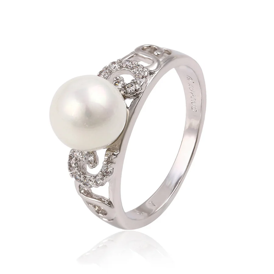 

13760 XUPING fashion pearl ring mountings,pearl ring designs for women, Rhodium color