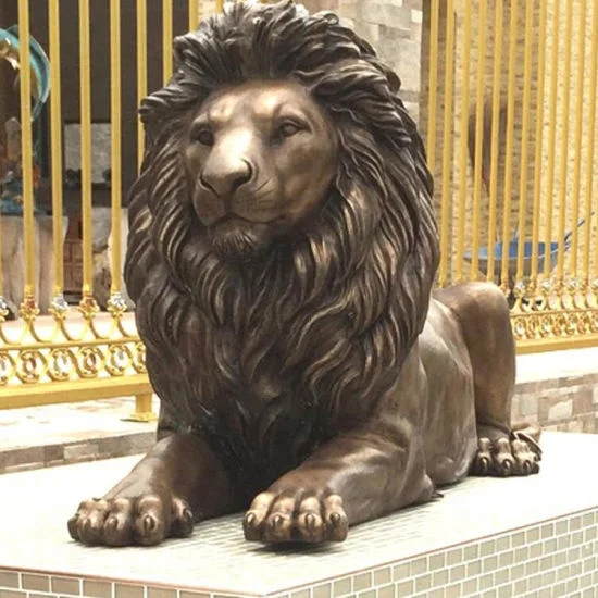 2020 New Design Bronze Grovelled Life Size Bronze / Copper Lion Statue