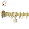 Antique white smooth solid wooden curtain rod for windows