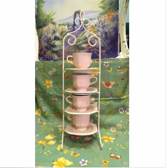 Upright 4 Tier Iron Porcelain Tea Cup And Saucer Display Stand Buy