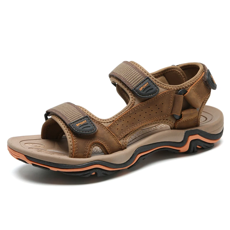 

Latest genuine leather casual men sandal high quality custom sandals with logo