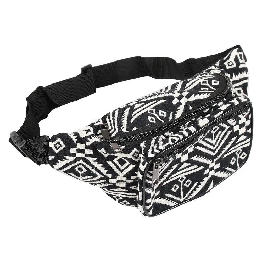 

Free Sample Fashionable Nylon Patterned Fanny Pack 80s Men Cute Waist Bag, Black, red, colorful