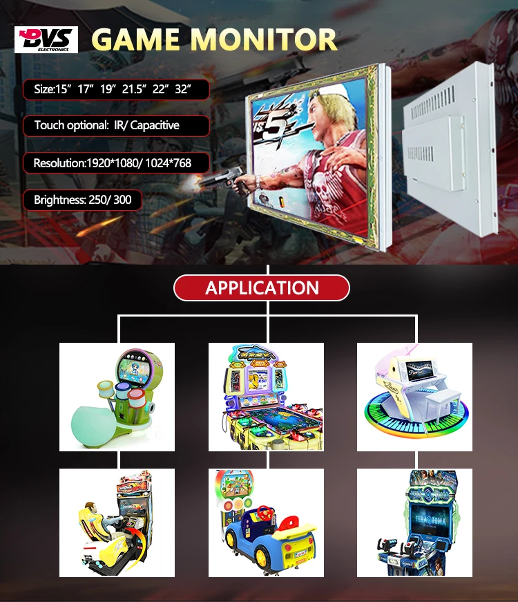 Infared Touch Open Frame LCD Monitors 22" Arcade Game LCD Monitor with IPS Screen