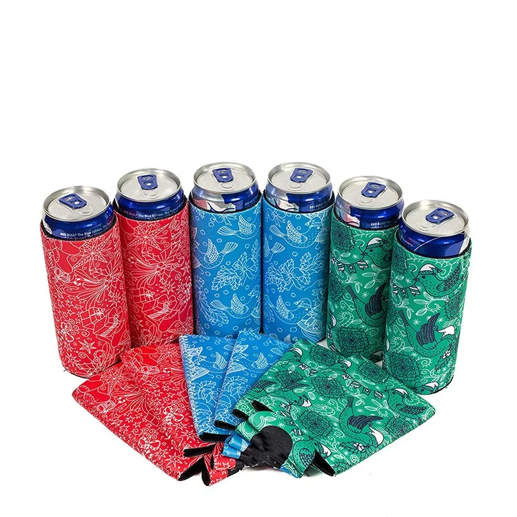 

High Quality Eco Friendly Slim Beer Can Cooler Custom Logo Printed Slap Wrap Coozies, Customized color