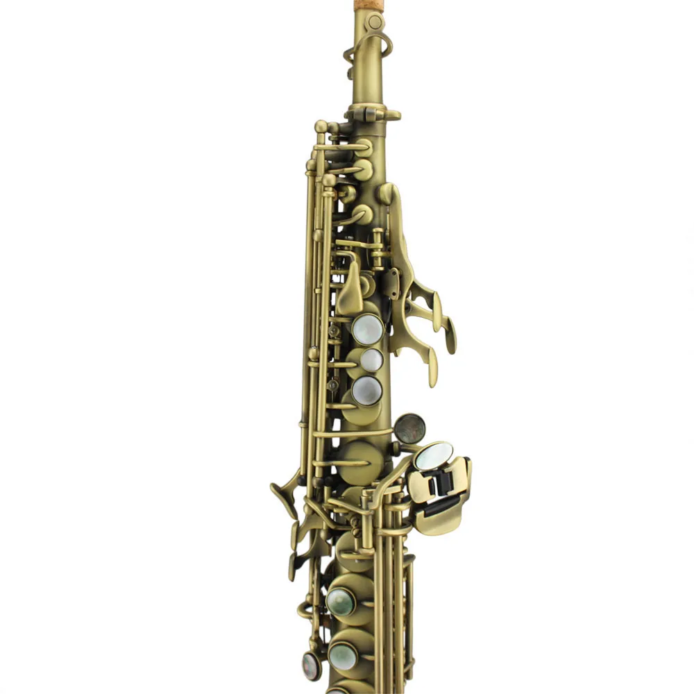 

Tide Music antique color straight soprano saxophone with two necks