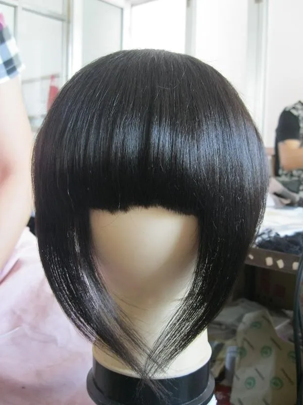 Pure Virgin Grey Hair Fringe Hairpiece Clip In Virgin Human Hair Bangs ...