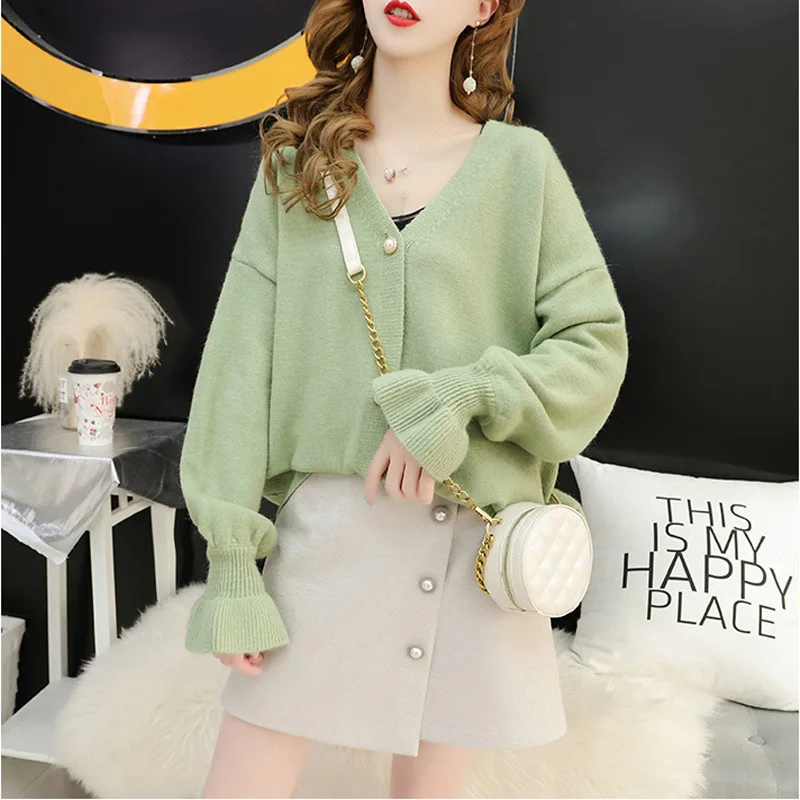 

Wholesale western style  puff sleeve v neck open front girls short knitted cardigan
